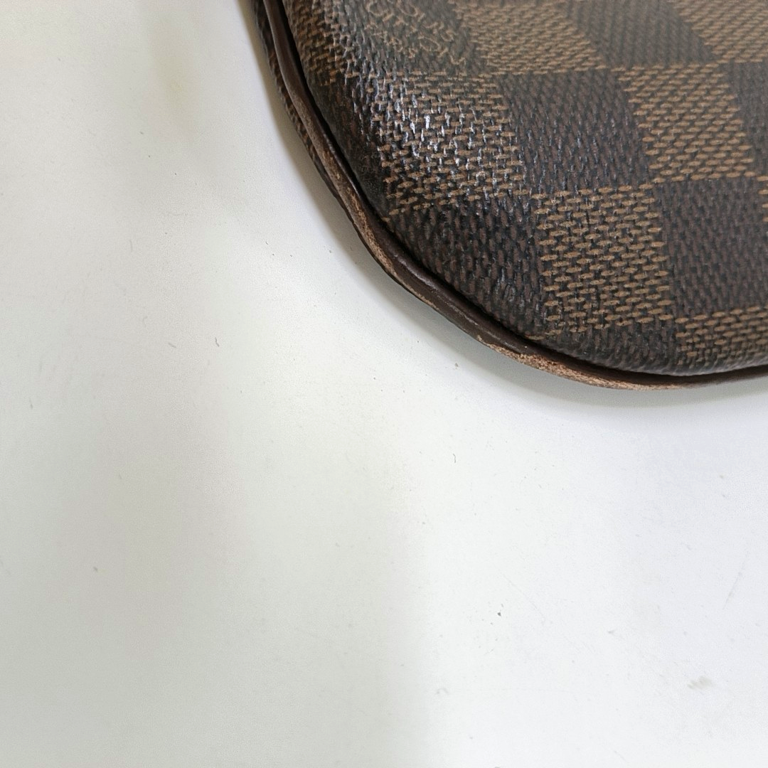 LOUIS VUITTON Brown Coated Canvas Checkered Single Shoulder Bag Crossbody Golden hardware-(SKU)-928779236