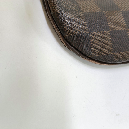 LOUIS VUITTON Brown Coated Canvas Checkered Single Shoulder Bag Crossbody Golden hardware-(SKU)-928779236