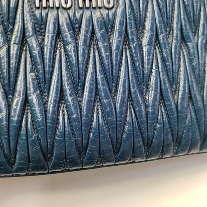 Miu Miu Dark Blue Cowhide Quilted Single Shoulder Bag Crossbody Bag Silver Hardware Removable shoulder strap-(SKU)-945298168