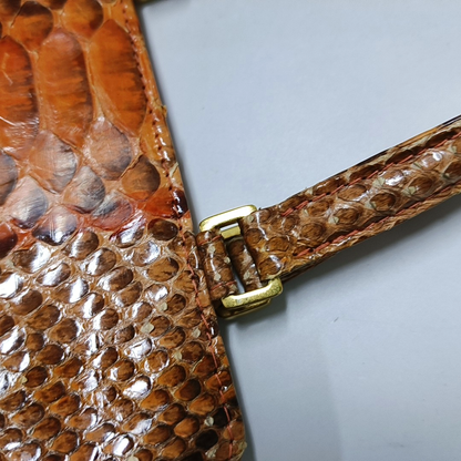 FENDI Tote bag Brown Snake Skin Handbag Golden hardware-(SKU)-947455367