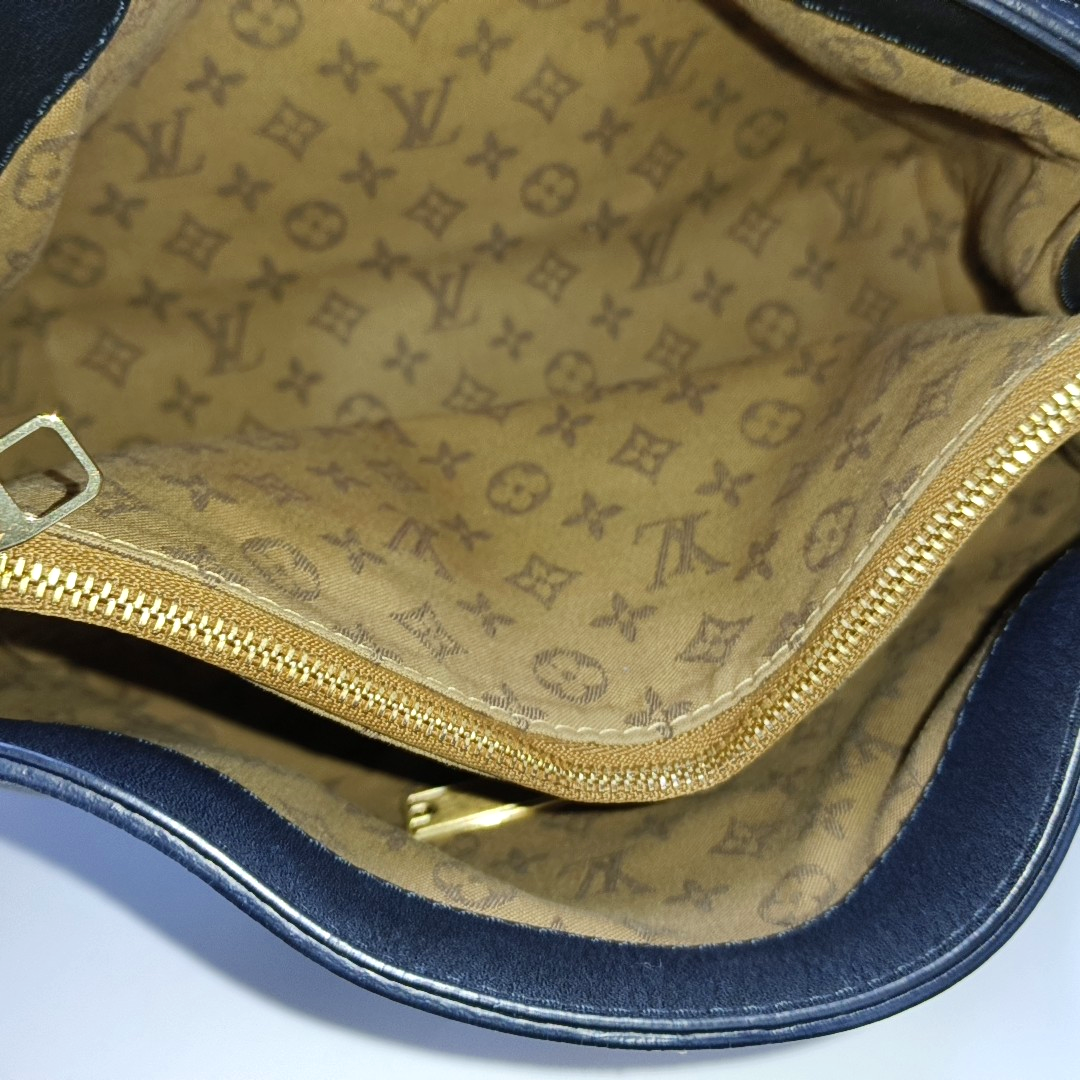 LOUIS VUITTON DAUPHINE Medium Black Leather Crossbody Shoulder Bag Handbag with Gold Hardware and 2 Removable Shoulder Straps-(SKU)-958414273