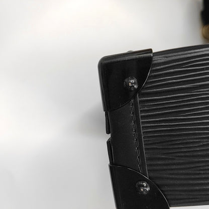 LOUIS VUITTON PETITE MALLE Black EPI Calfskin Water Ripple Pattern Crossbody Shoulder Bag Gold Hardware Removable Shoulder Strap-(SKU)-968078089