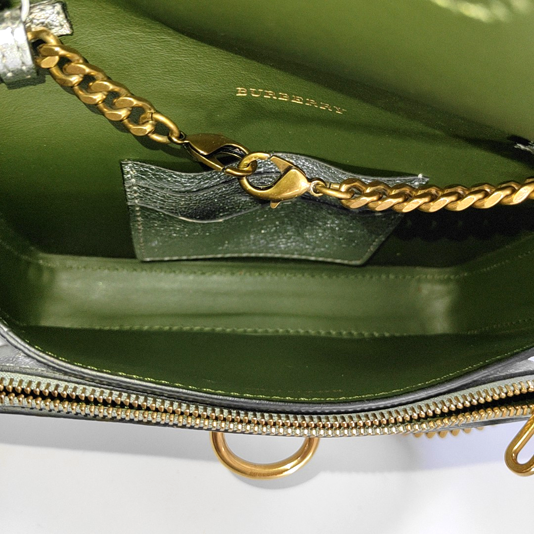 BURBERRY D-Ring Silver cowhide single shoulder bag crossbody bag Golden hardware-(SKU)-959201999
