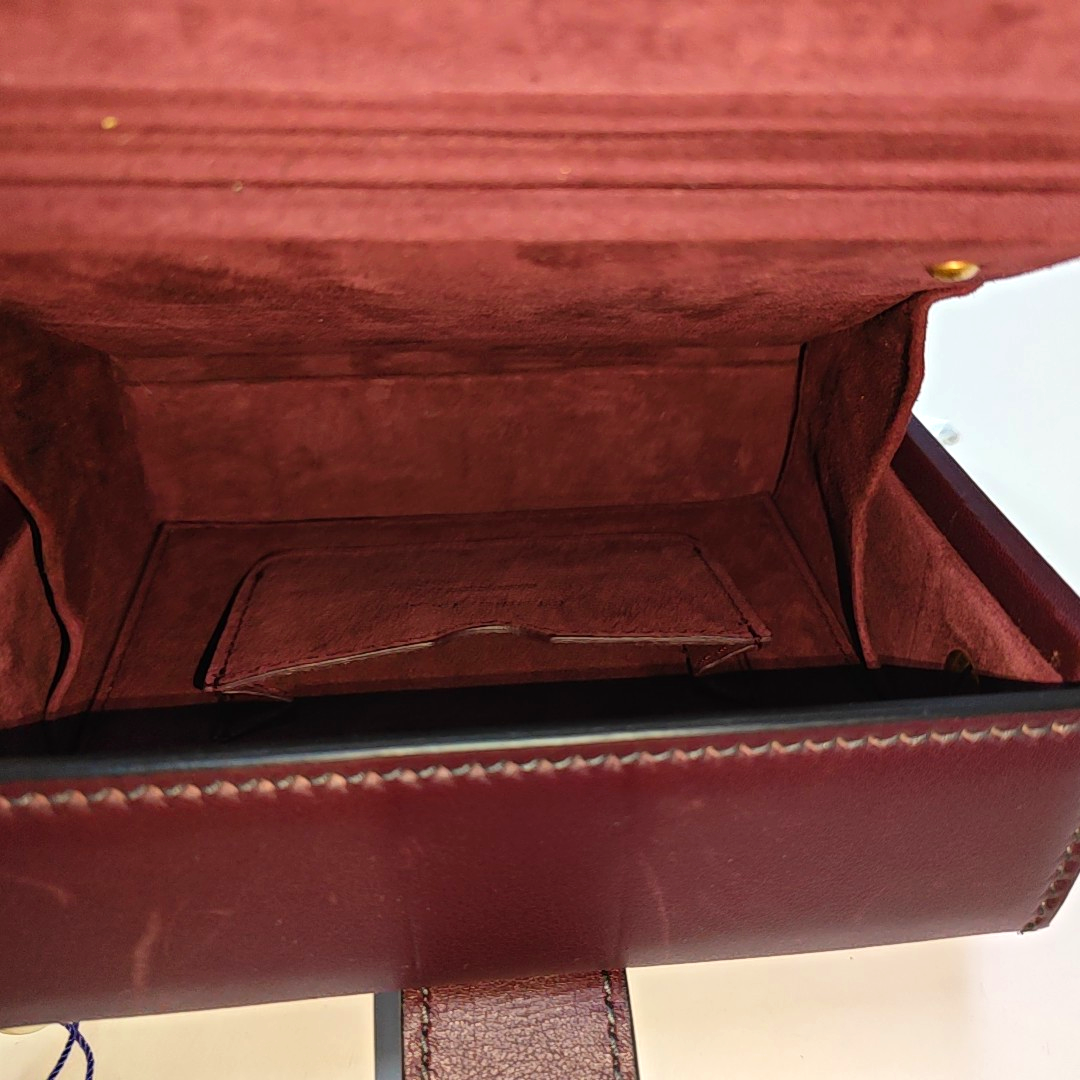 DIOR Dioraddict Small Burgundy Leather Crossbody Bag, Shoulder Bag, Golden Hardware, Removable Strap-(SKU)-945647624