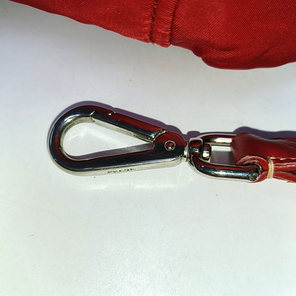 PRADA Red Nylon Single Shoulder Bag Silver Hardware Removable shoulder strap-(SKU)-939884646