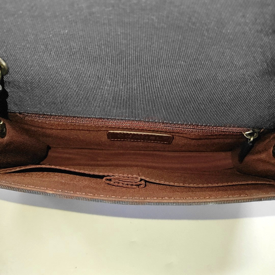 CHANEL BALLERINE Deep Blue Leather Quilted Monogram Shoulder Bag Crossbody Bag Silver Hardware 23cm-(SKU)-969147033