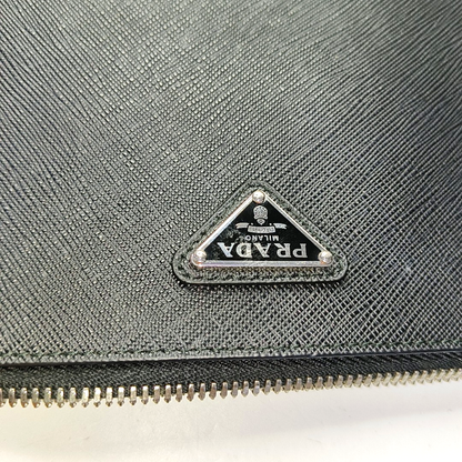 PRADA Black Cowhide Logo Monogram Handbag Silver Hardware-(SKU)-955758933