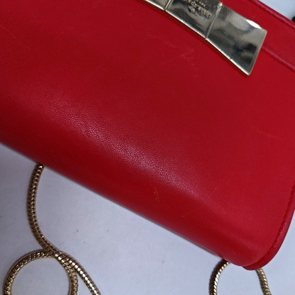 Kate Spade Red Leather Single Shoulder Bag Crossbody Bag Golden hardware Removable shoulder strap-(SKU)-941435596