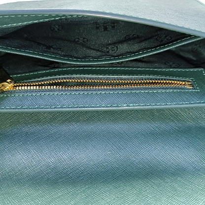 TORY BURCH Robinson Dark Green Cowhide Stamped Crossbody Single Shoulder Bag Golden hardware-(SKU)-951354539