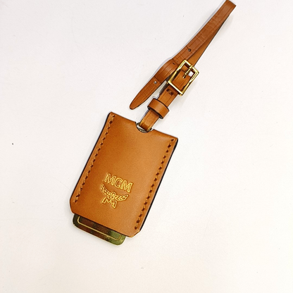 MCM PATRICIA Small size Brown Leather Bay Leaf Buckle Single Shoulder Bag Crossbody Bag Golden hardware-(SKU)-939142575