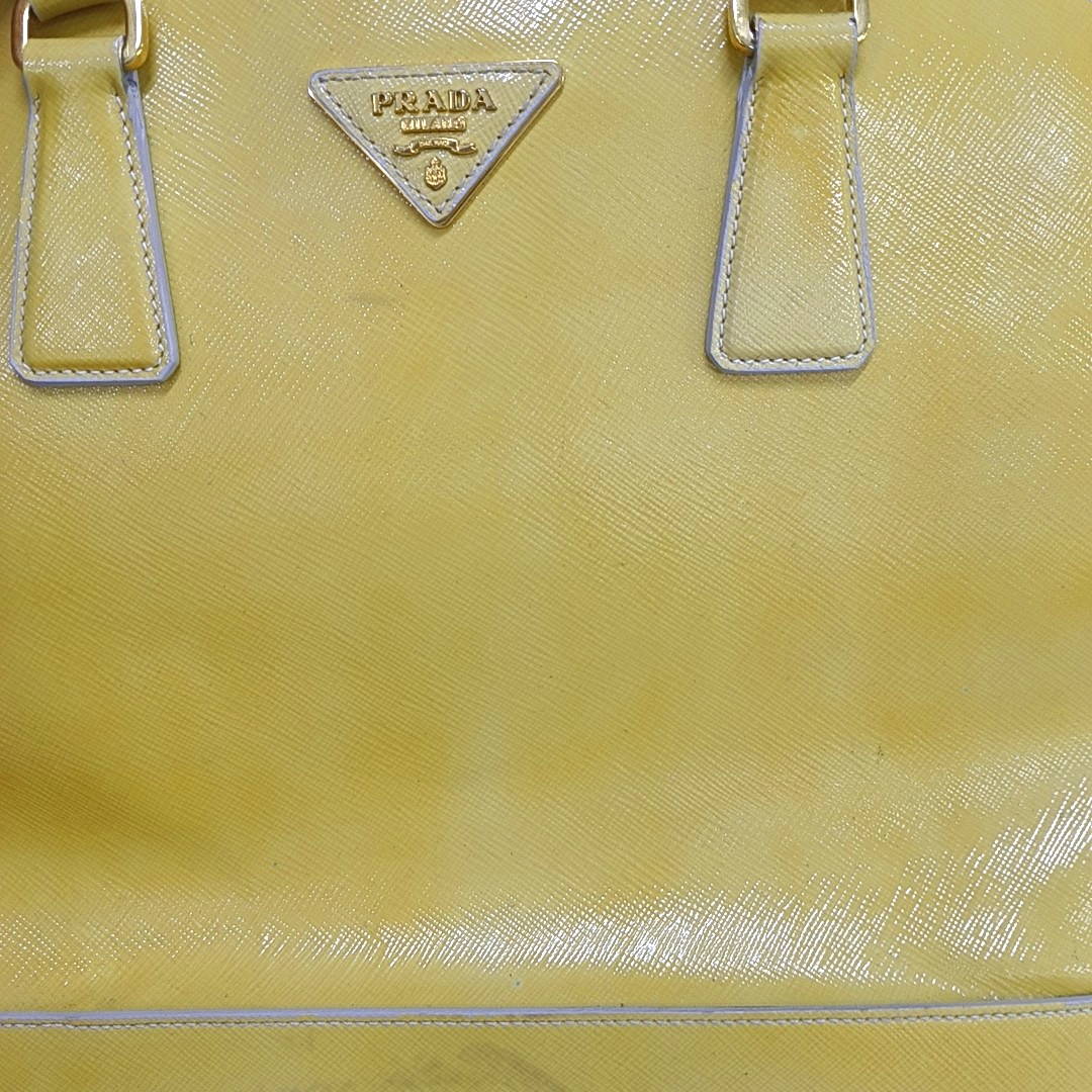 PRADA Promenade Yellow Cowhide Logo Monogram Crossbody Tote Bag Golden hardware Removable shoulder strap-(SKU)-959047479