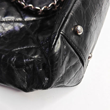 CHANEL PORTOBELLO Black Leather Diamond Quilted Single Shoulder Bag with Silver Hardware 13 opening-(SKU)-967525500