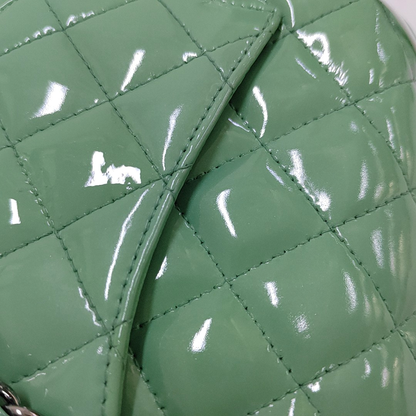 CHANEL CLASSIC FLAP Mini Green Patent Leather Diamond Quilted Square Crossbody Bag Shoulder Bag Silver Hardware 17 Opening-(SKU)-961809465