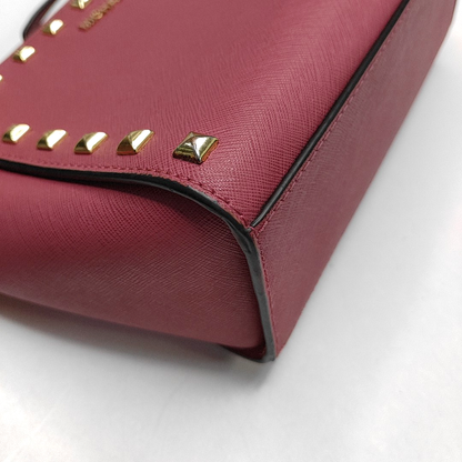 MICHAEL KORS Selma Medium size Pink cowhide studded crossbody bag, shoulder bag Golden hardware Removable shoulder strap-(SKU)-944285673