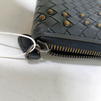 BOTTEGA VENETA Olimpia Black Cowhide Braided Rivet Wallet Black hardware-(SKU)-959767713