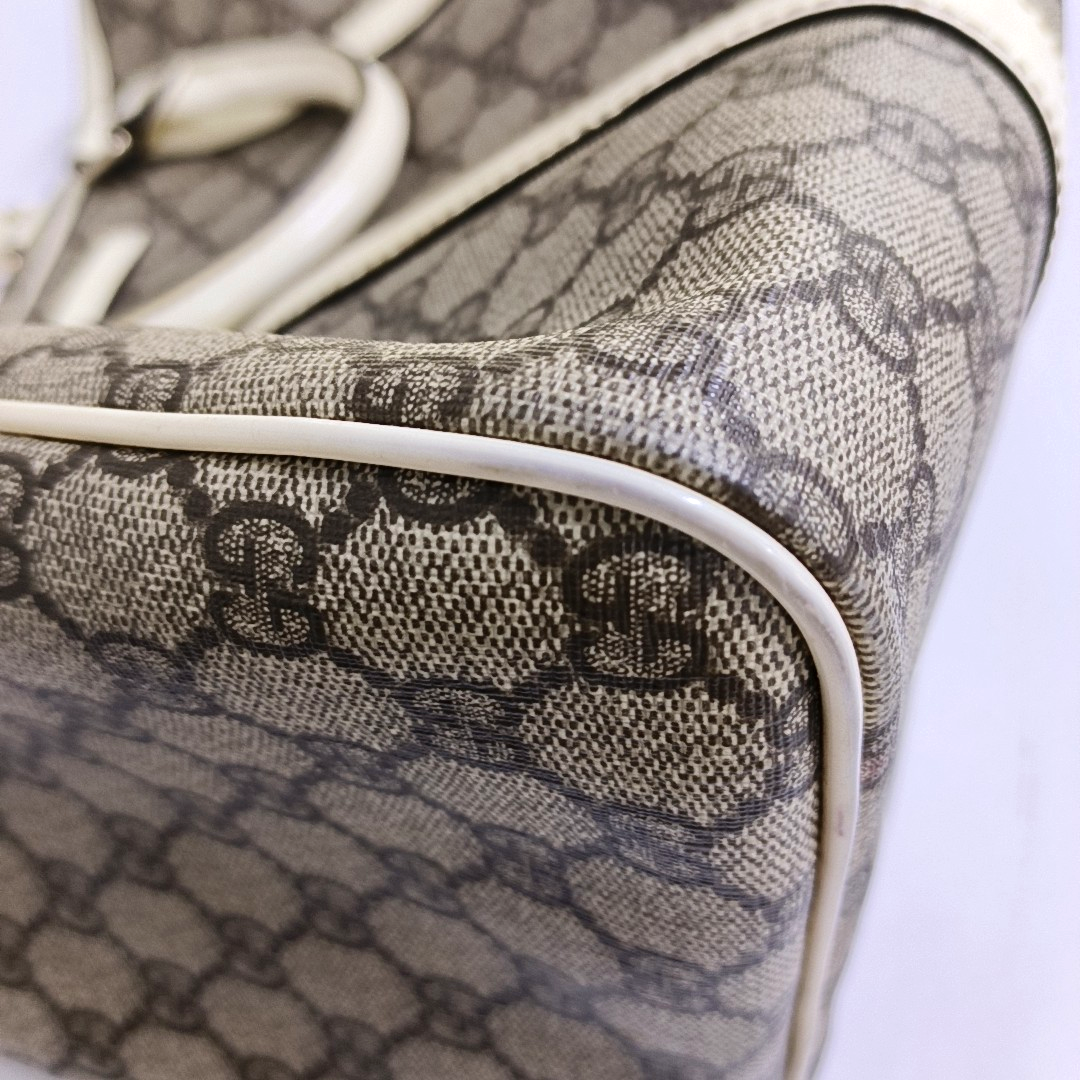 GUCCI Beige Coated Canvas Monogrammed Tote Bag Golden hardware-(SKU)-958959380