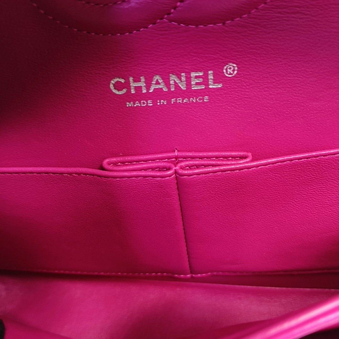 CHANEL CLASSIC FLAP Orange Patent Leather Quilted Crossbody Shoulder Bag with Silver Hardware, 14K-(SKU)-959565194