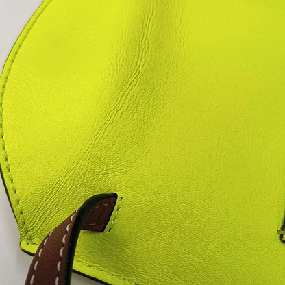 LOEWE Gate  Yellow Cowhide Single Shoulder Handbag Crossbody Bag Silver Hardware-(SKU)-960260955