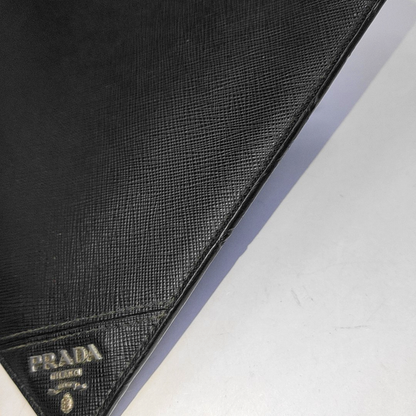 PRADA Black Cowhide Clutch Silver Hardware-(SKU)-942856907