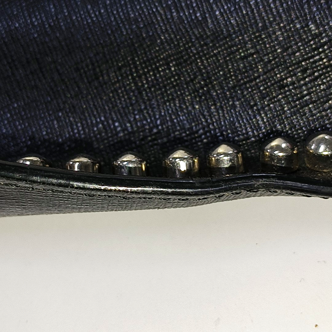 FENDI Karlito Black Leather Studs Handbag Silver Hardware-(SKU)-934933009
