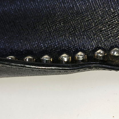 FENDI Karlito Black Leather Studs Handbag Silver Hardware-(SKU)-934933009
