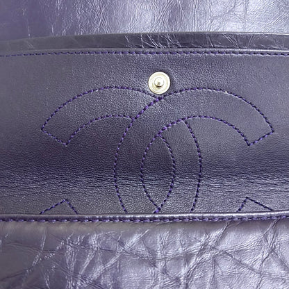 CHANEL 2.55 Large Purple Calfskin Quilted Chevron Single Shoulder Bag with Palladium Hardware-(SKU)-966463850
