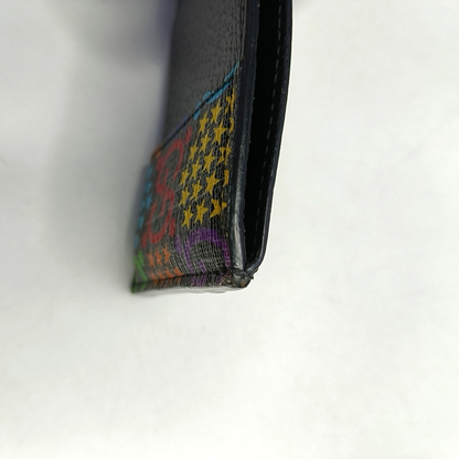 GUCCI Psychedelic Black Coated Canvas Monogrammed Printed Card Case-(SKU)-953235453