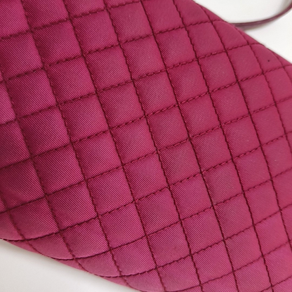 PRADA Pink Nylon Quilted Crossbody Shoulder Bag Handbag Clutch Golden hardware Removable shoulder strap-(SKU)-959993343