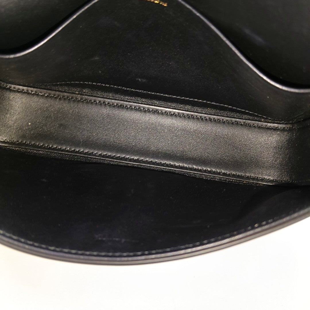 CELINE TRIOMPHE Black Leather Single Shoulder Bag with Gold Hardware-(SKU)-966416855