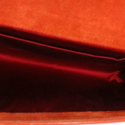 YSL BELLE JOUR Orange Leather Embossed Clutch Silver Hardware-(SKU)-13794790