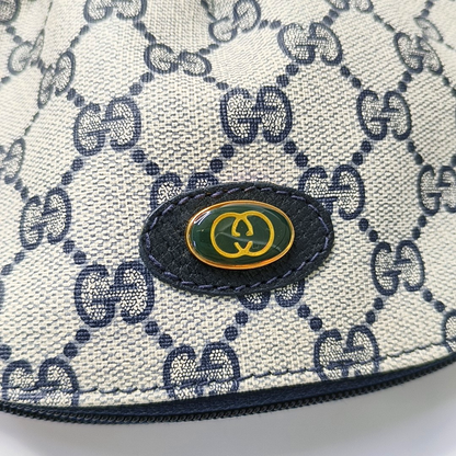 GUCCI Grey Coated Canvas Monogrammed Clutch Blue hardware-(SKU)-948490565