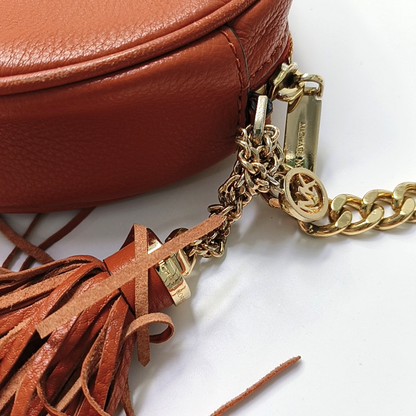 MICHAEL KORS Jet Set Orange Red Leather Single Shoulder Bag Crossbody Bag Golden hardware-(SKU)-951616686