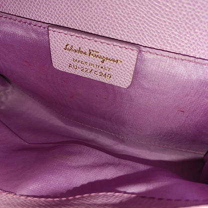FERRAGAMO Ginny Purple Calf Leather Crossbody Bag Golden hardware Removable shoulder strap-(SKU)-940121051