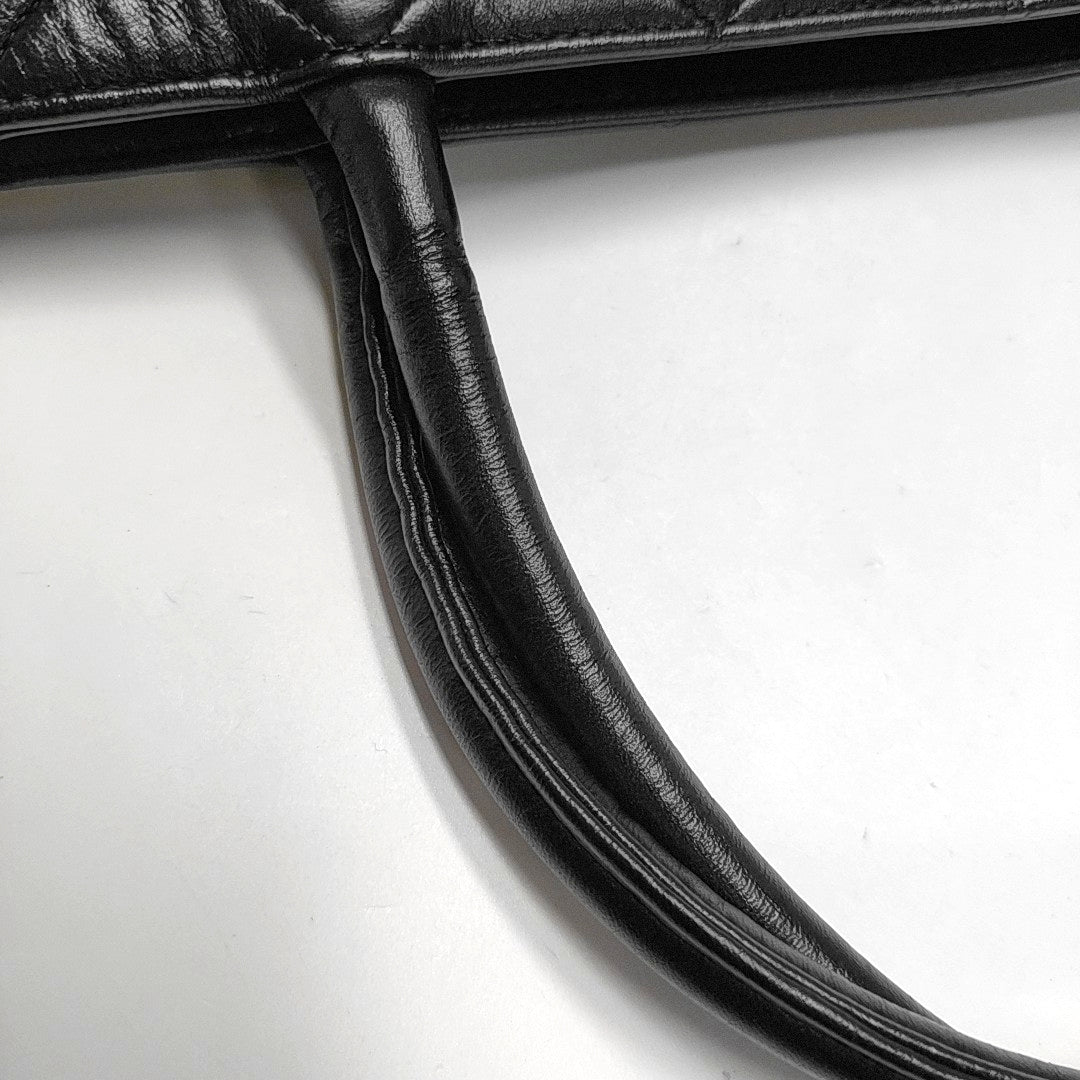 CHANEL MEDALLION Black Lamb Skin Quilted Hilton Handbag with Gold Hardware, Vintage-(SKU)-970902216