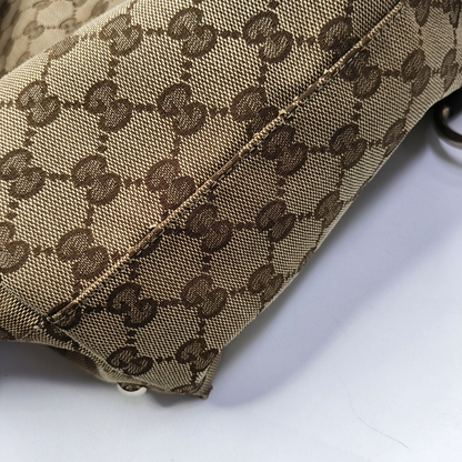 GUCCI Babouska Khaki canvas monogram crossbody bag, handbag Silver Hardware-(SKU)-958404540
