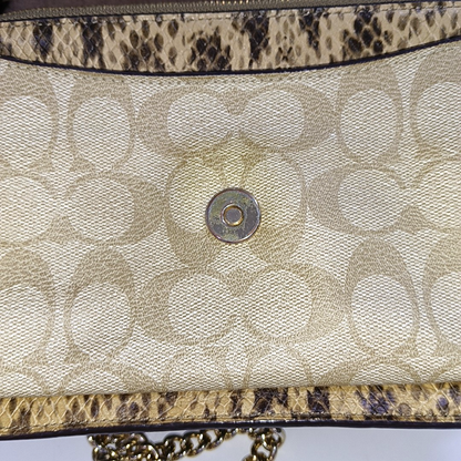 COACH KLARE Beige Leather Old Flower Embossed Crossbody Bag Shoulder Bag Golden hardware-(SKU)-942136285