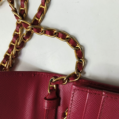 PRADA Pink Cowhide Crosshatch Crossbody and Shoulder Bag Golden hardware Removable shoulder strap-(SKU)-956276892
