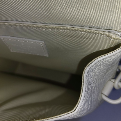 LOUIS VUITTON STEAMER Extra Small Size White Calfskin Monogram Embossed Crossbody Shoulder Bag Black Hardware Removable Shoulder Strap-(SKU)-961736730