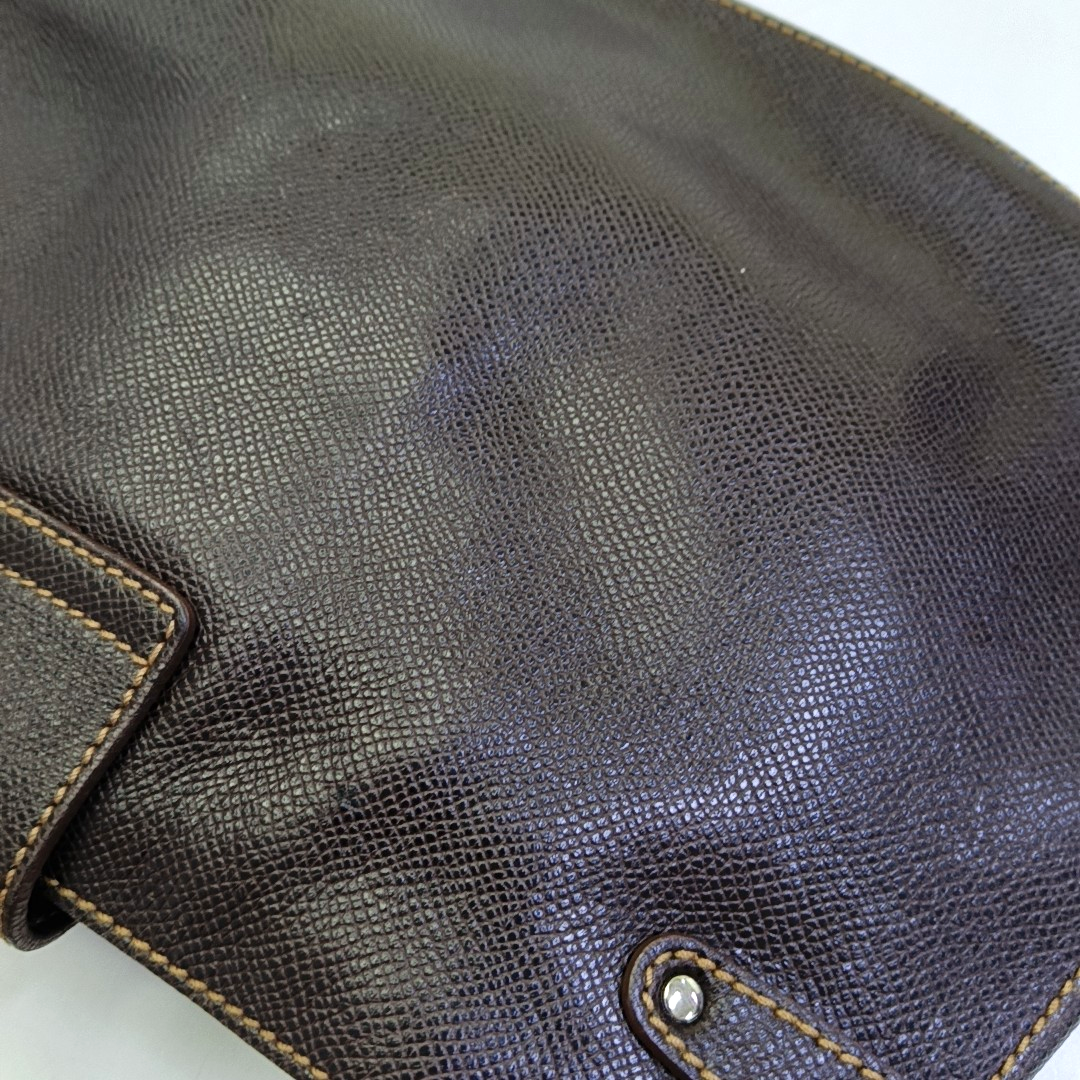FERRAGAMO Deep brown cowhide single shoulder bag Silver Hardware-(SKU)-944080501