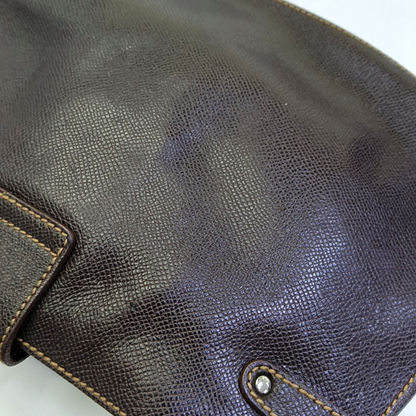FERRAGAMO Deep brown cowhide single shoulder bag Silver Hardware-(SKU)-944080501