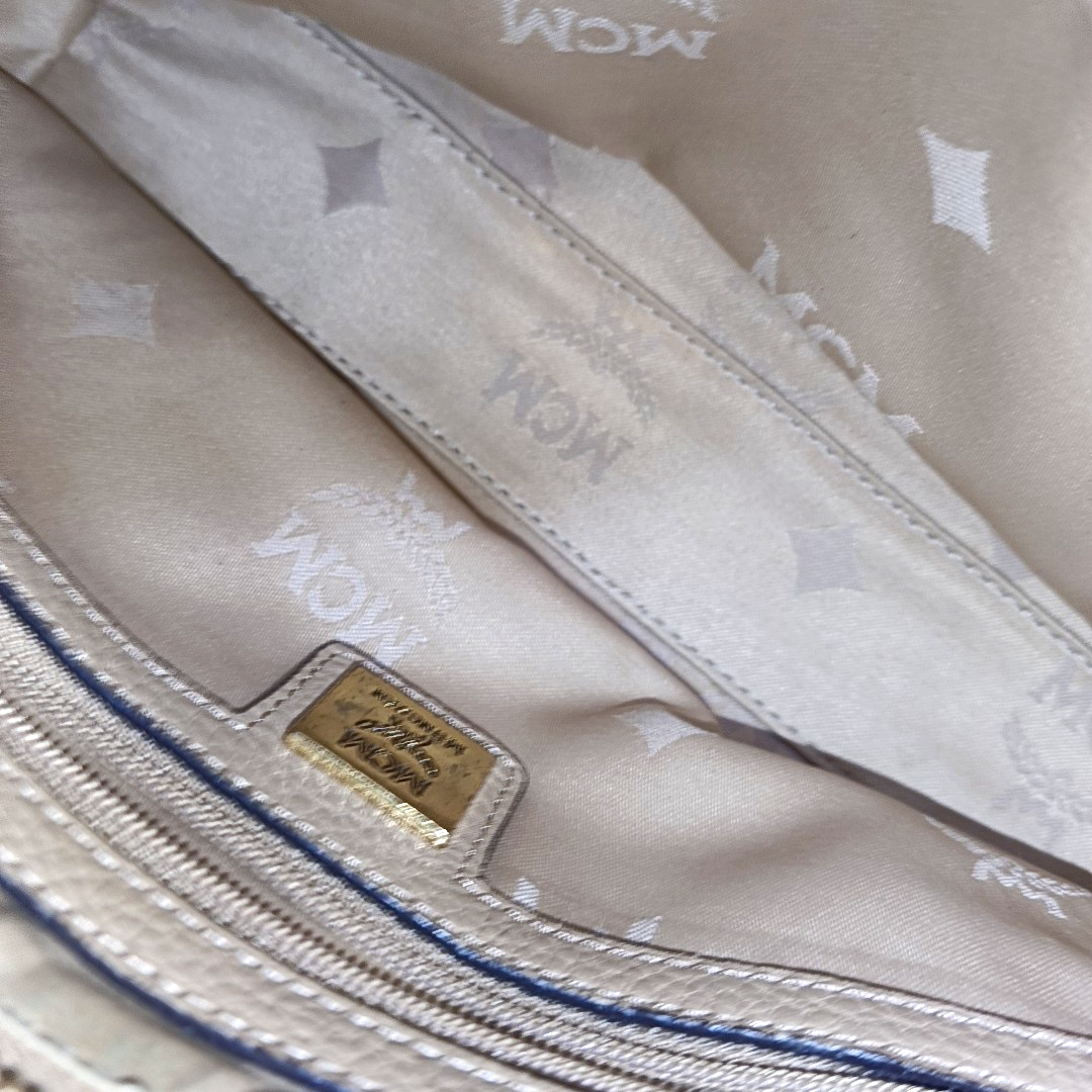 MCM Khaki Coated Canvas Monogram Print Single Shoulder Bag Handbag Golden hardware Removable shoulder strap-(SKU)-939993625