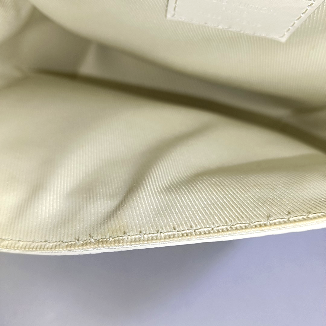 LOUIS VUITTON STEAMER Extra Small Size White Calfskin Monogram Embossed Crossbody Shoulder Bag Black Hardware Removable Shoulder Strap-(SKU)-961736730