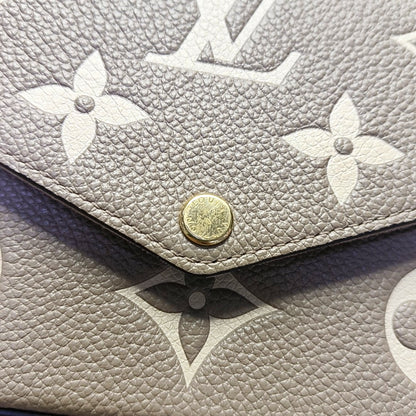LOUIS VUITTON FÉLICIE Grey Calfskin Monogram Embossed 3-in-1 Shoulder Bag Crossbody with Removable Straps-(SKU)-969625454