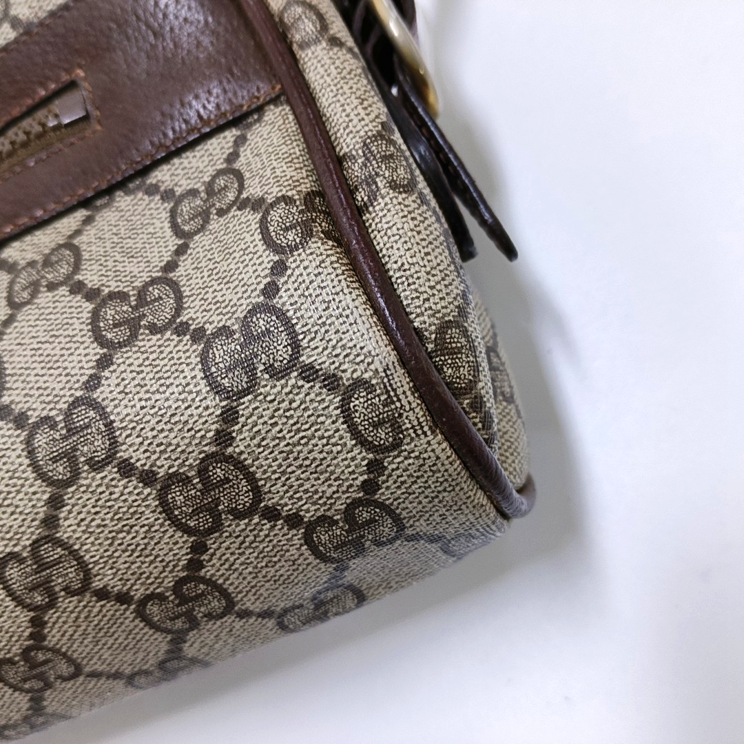 GUCCI Sherry Khaki Coated Canvas Monogram Flower Shoulder Bag Crossbody Silver Ruthenium Hardware Removable shoulder strap-(SKU)-959364855