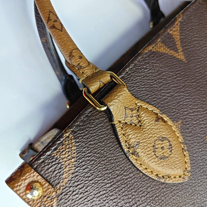 LOUIS VUITTON ONTHEGO Small Monogram Brown Coated Canvas Flower Print Jungle Bag Shoulder Bag Crossbody Bag Golden Hardware Removable Strap-(SKU)-964869214