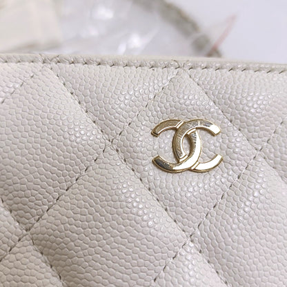 CHANEL SURPIQUE White Calfskin Quilted Monogram Crossbody Single Shoulder Bag with Gold Hardware-(SKU)-966839667