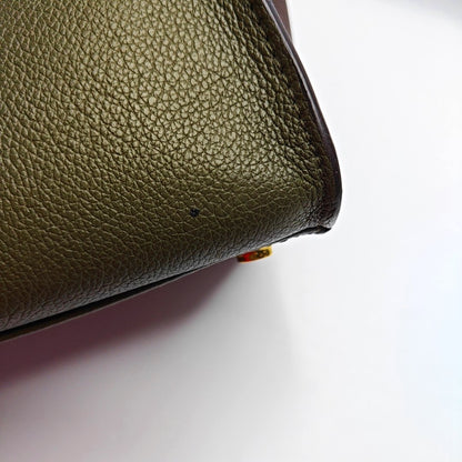 LOUIS VUITTON ON MY SIDE Medium Size Green Calfskin Monogram Single Shoulder Bag Handbag Gold Hardware Removable Shoulder Strap-(SKU)-968040035