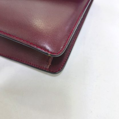 CELINE Burgundy Leather Single Shoulder Bag Golden hardware Removable shoulder strap-(SKU)-954657599