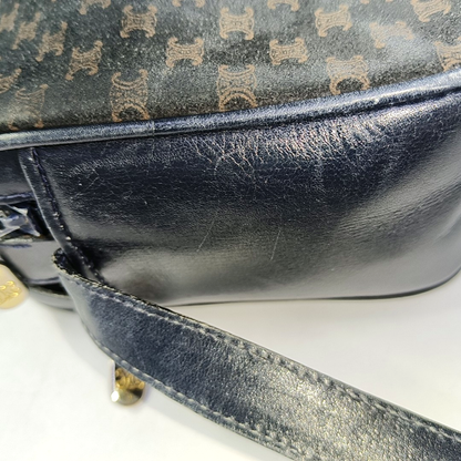 CELINE Camera Bag Black Velvet Leather Triumph Arch Crossbody Single Shoulder Bag Golden hardware-(SKU)-956103145
