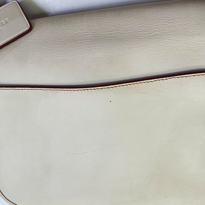 COACH SADDLE 23 Beige Leather Print Crossbody, Single Shoulder Bag Ruthenium color hardware Removable shoulder strap-(SKU)-944545101